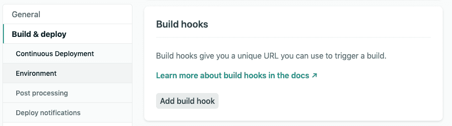 Netlify build hooks